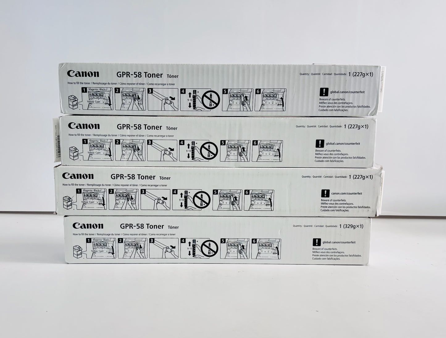 4 Genuine Canon iRAC256/C259/C257 Cyan, Yellow & Black Toners GPR-58 CYYK