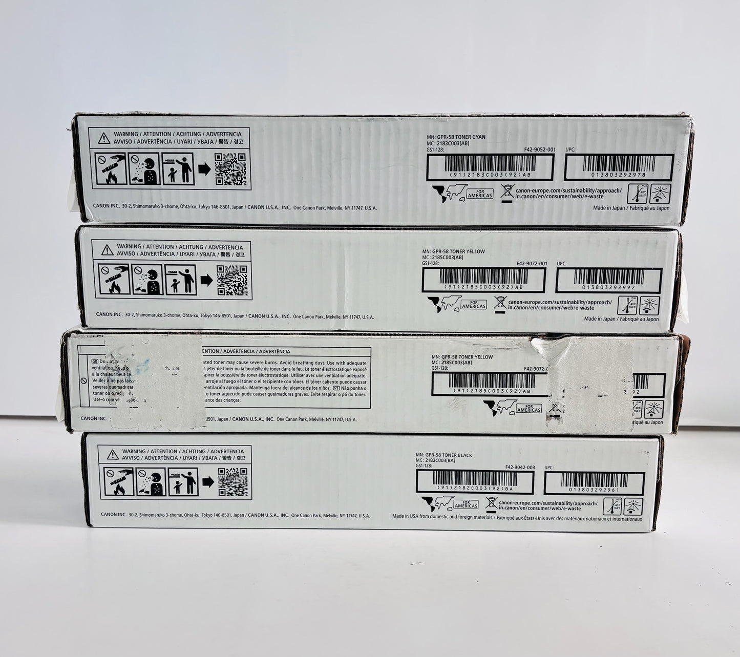 4 Genuine Canon iRAC256/C259/C257 Cyan, Yellow & Black Toners GPR-58 CYYK