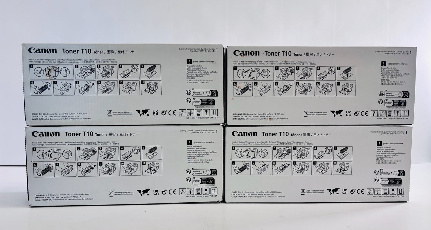 4 Genuine Canon MF1538, IRC1533 Cyan, Magenta, Yellow & Black Toners T10 CMYK