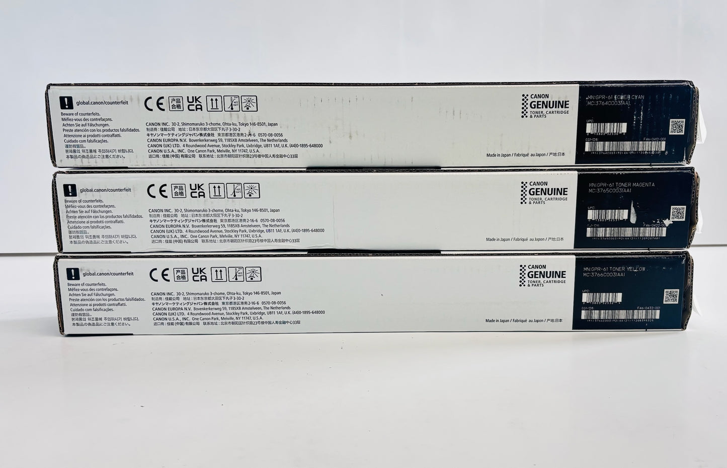 3 OEM Canon iR ADVANCE C5840i,C5850i,C5860i,C5870i GPR-61 CMY Hi Yield Toners