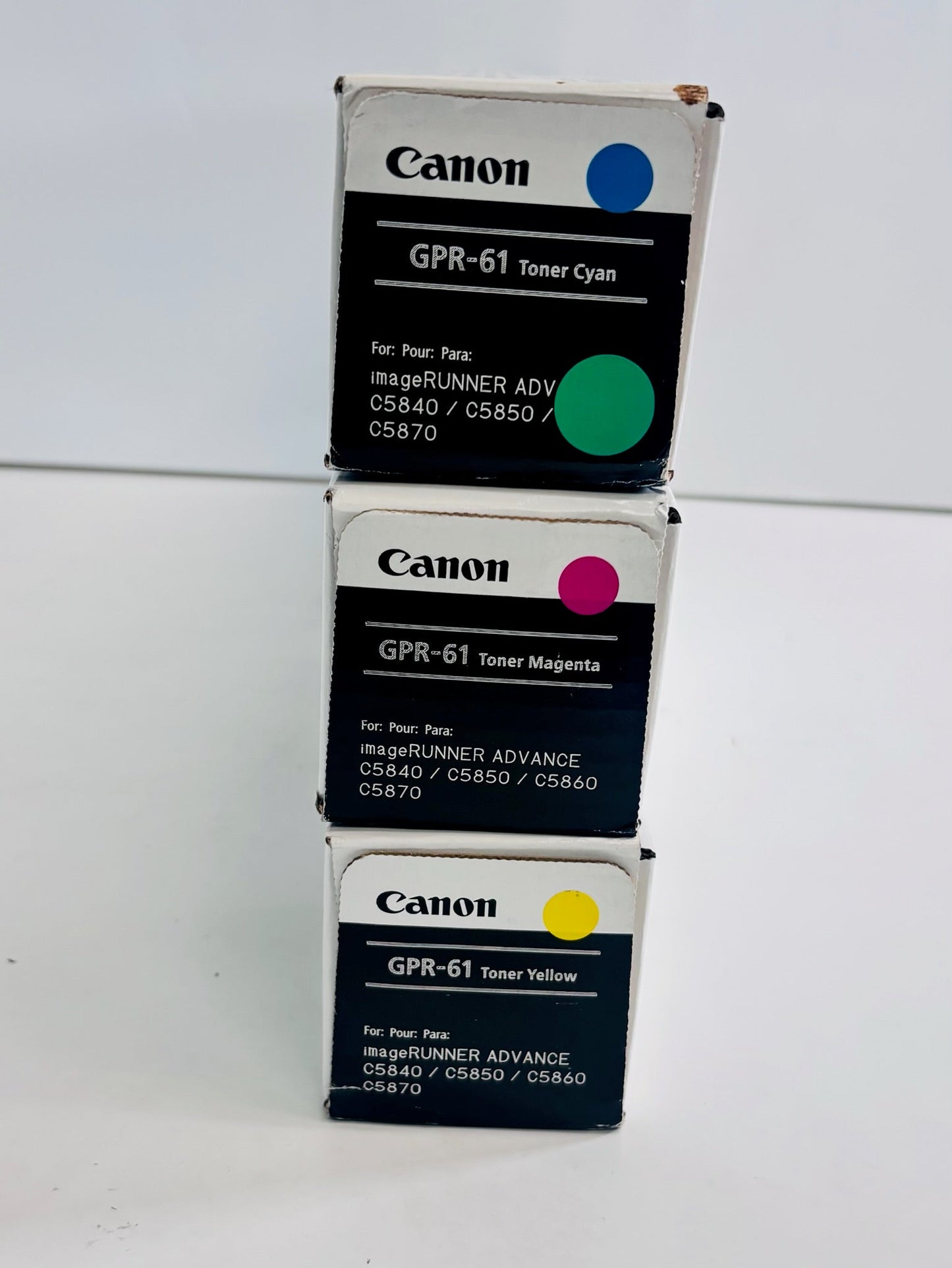 3 OEM Canon iR ADVANCE C5840i,C5850i,C5860i,C5870i GPR-61 CMY Hi Yield Toners