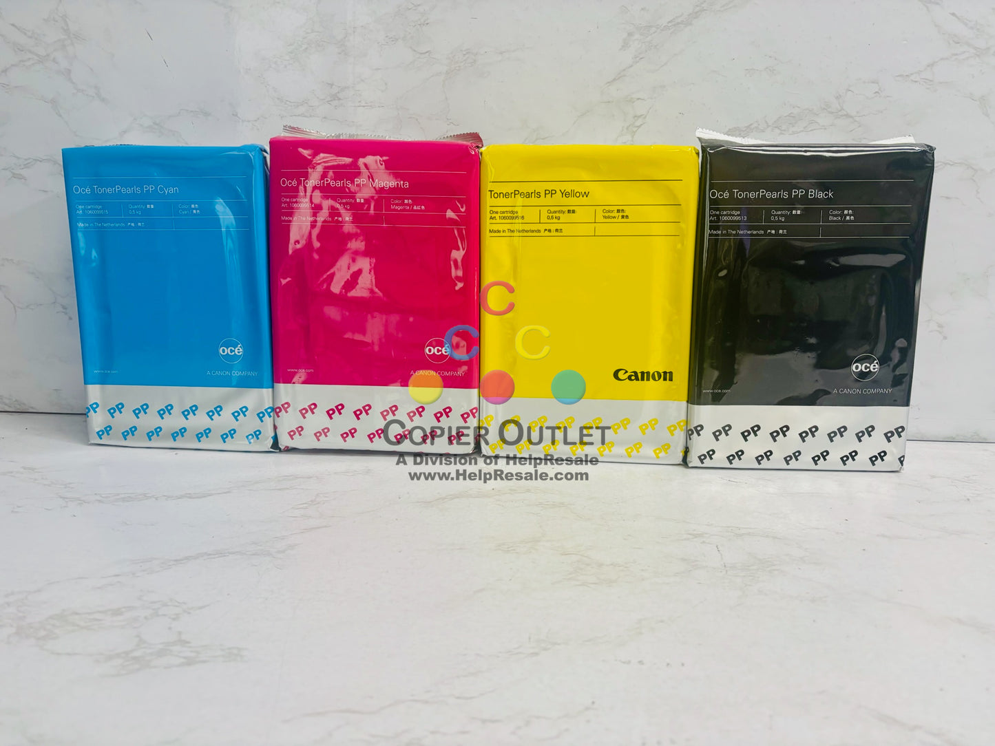 4 OEM Oce/Canon ColorWave 600PP,650PP,700PP CMYK Toner Pearls 1060099513,14,15,16