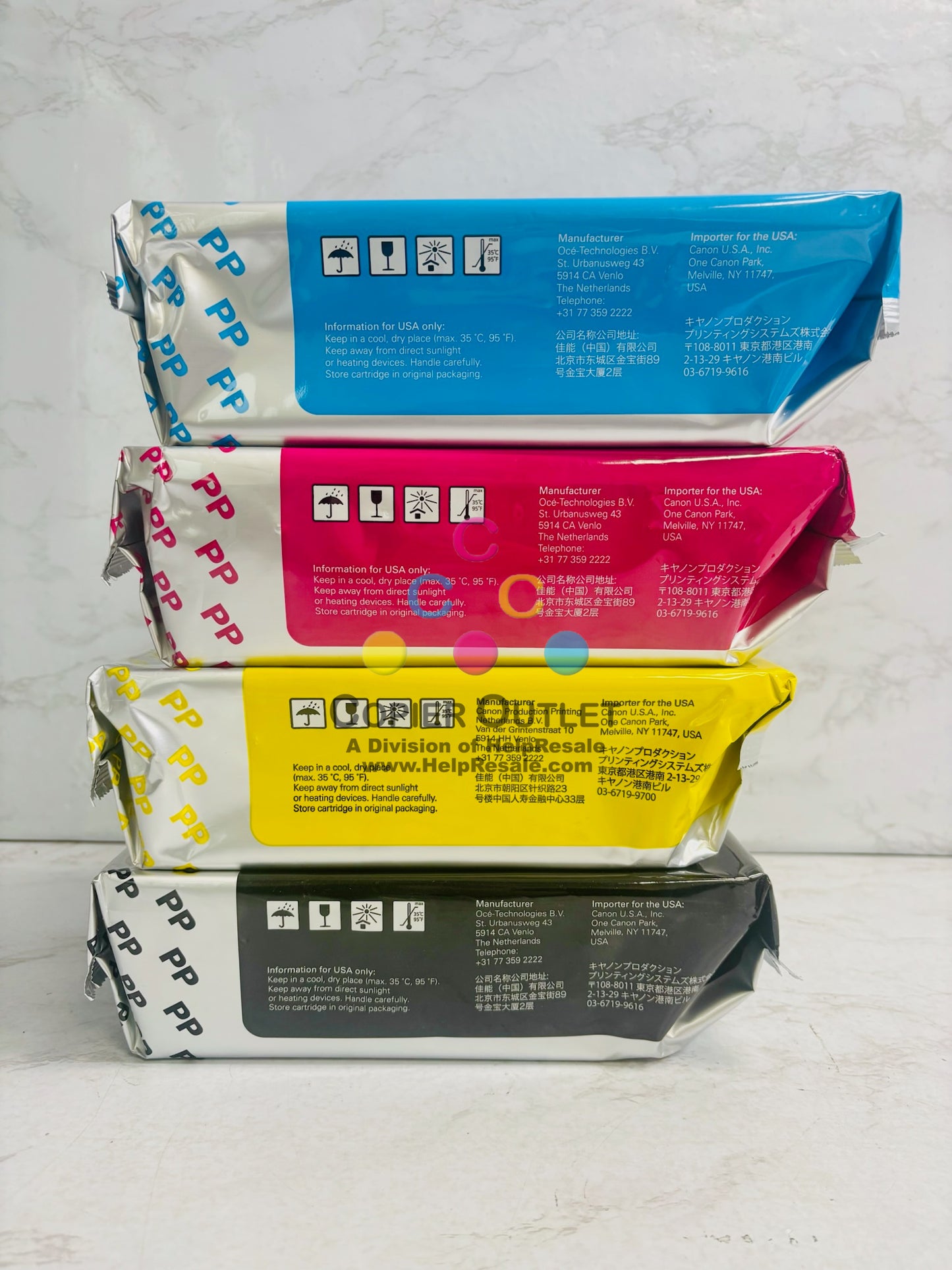 4 OEM Oce/Canon ColorWave 600PP,650PP,700PP CMYK Toner Pearls 1060099513,14,15,16