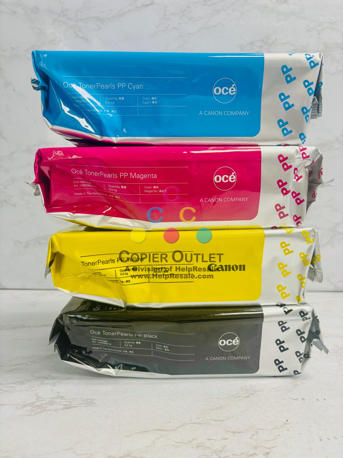4 OEM Oce/Canon ColorWave 600PP,650PP,700PP CMYK Toner Pearls 1060099513,14,15,16