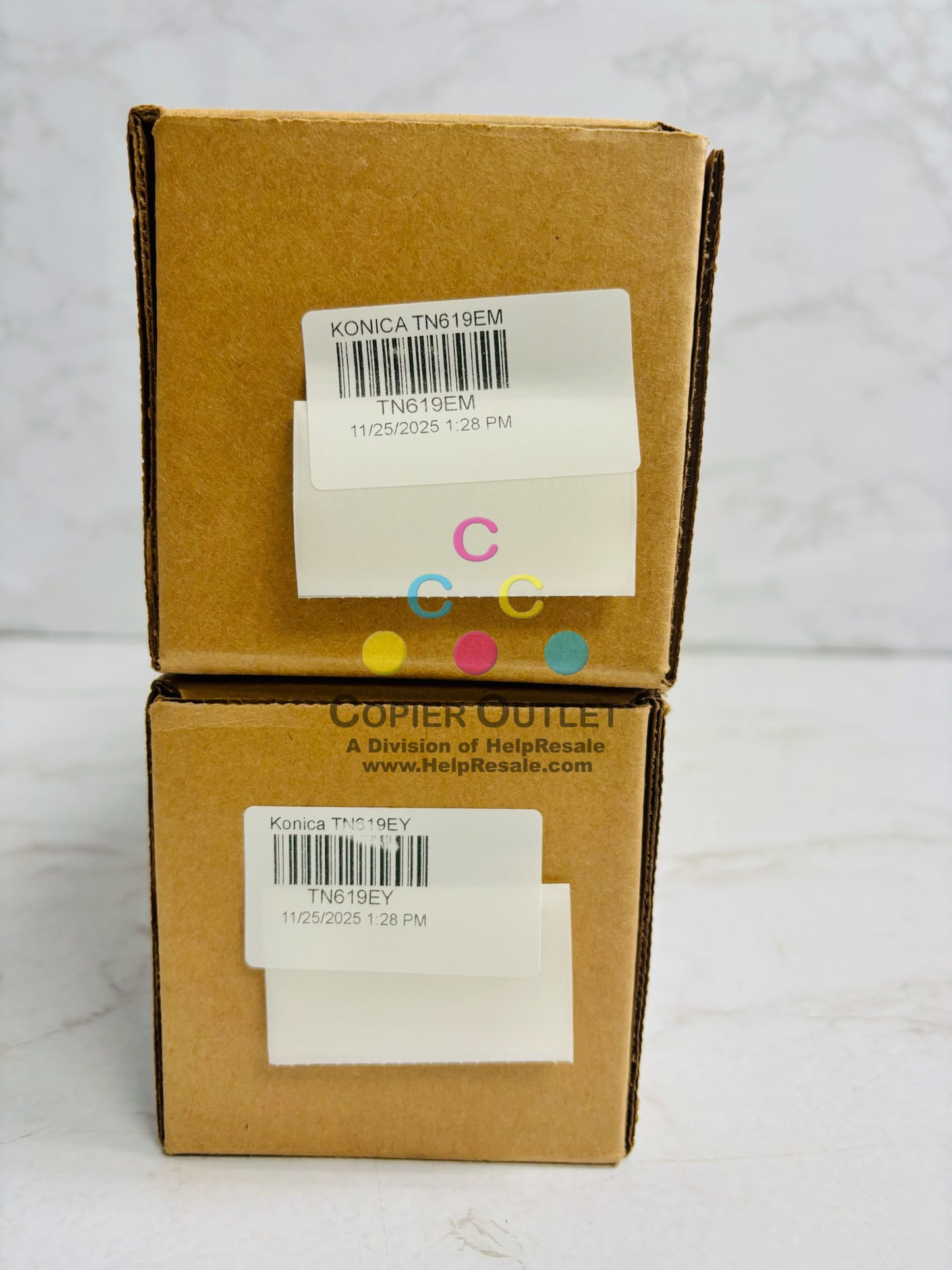 2 Genuine Konica BH C1060,C1070 MY Toner TN619EM,TN619EY(No Cyan & Black)