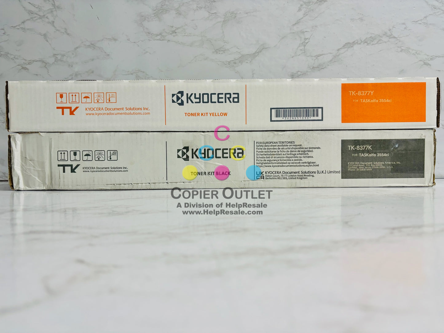 2 Genuine Kyocera TASKalfa 3554ci YK Toners TK-8377 ( No Cyan & Magenta)