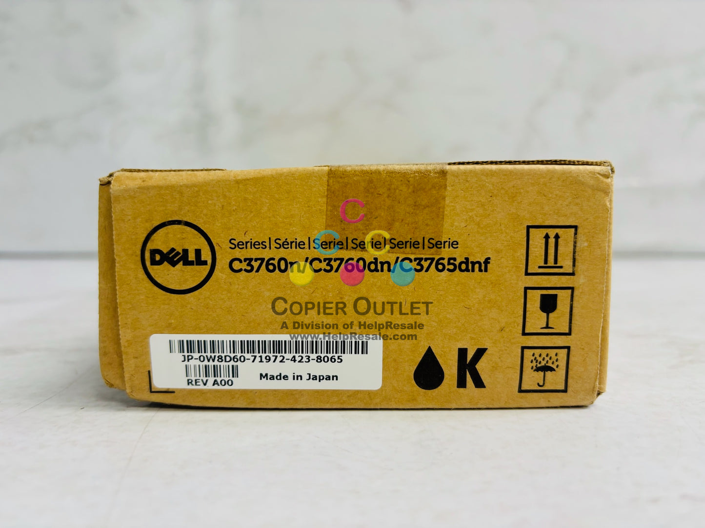 Open New Genuine Dell C3760n,C760dn,C73765dnf Black Toner W8D60 (Water Damaged Box)
