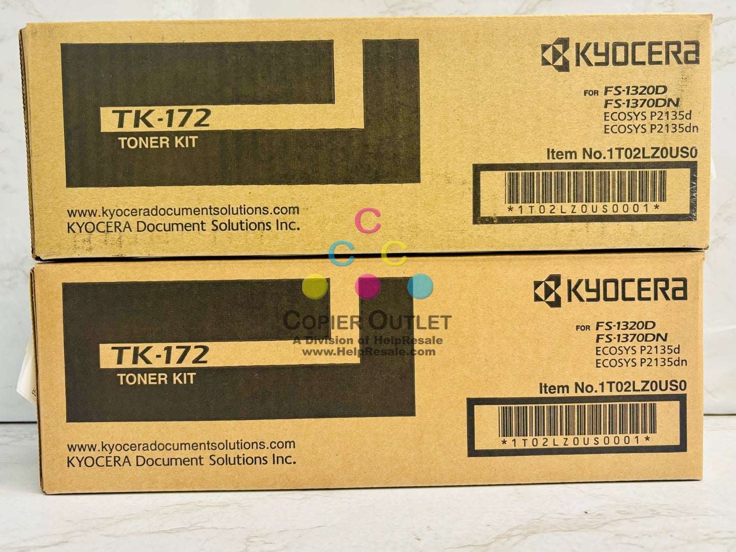 2 Genuine Kyocera ECOSYS P2135d,P2135dn ,FS-1320D Black Toner TK-172
