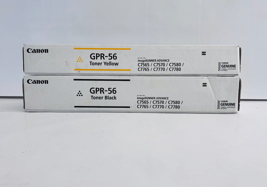 2 Genuine Canon iR Adv C7565,C7570 Yellow & Black Toners GPR-56Y, GPR56K