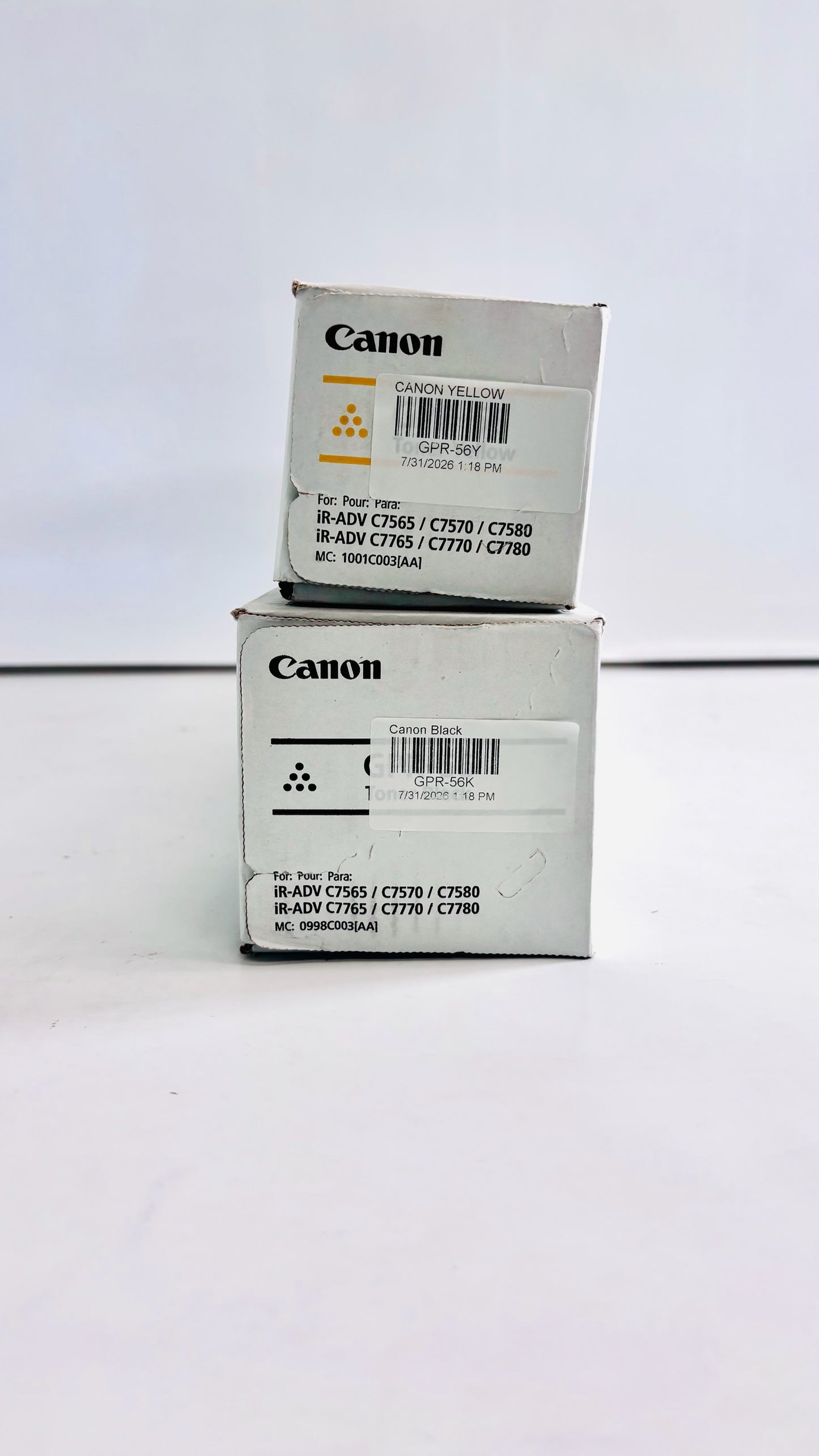 2 Genuine Canon iR Adv C7565,C7570 Yellow & Black Toners GPR-56Y, GPR56K