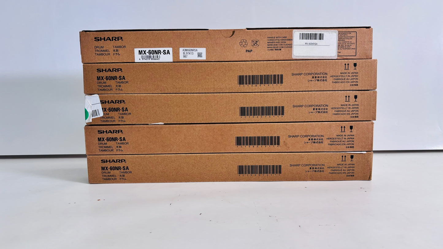 5 Genuine Sharp MX-2630N, MX-2651 Black/Color Drum MX-60NRSA, MX60NRSA