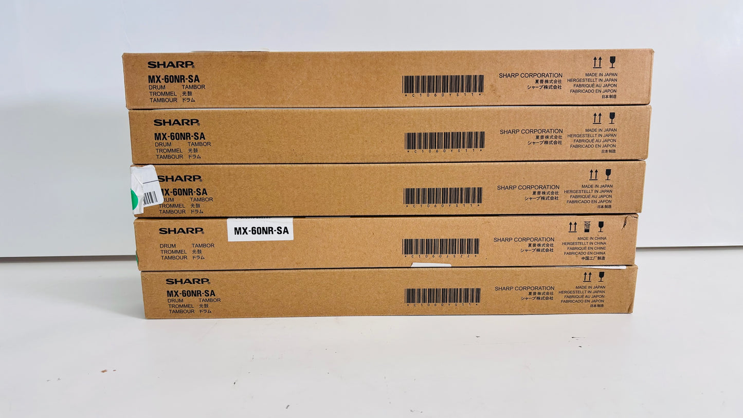 5 Genuine Sharp MX-2630N, MX-2651 Black/Color Drum MX-60NRSA, MX60NRSA