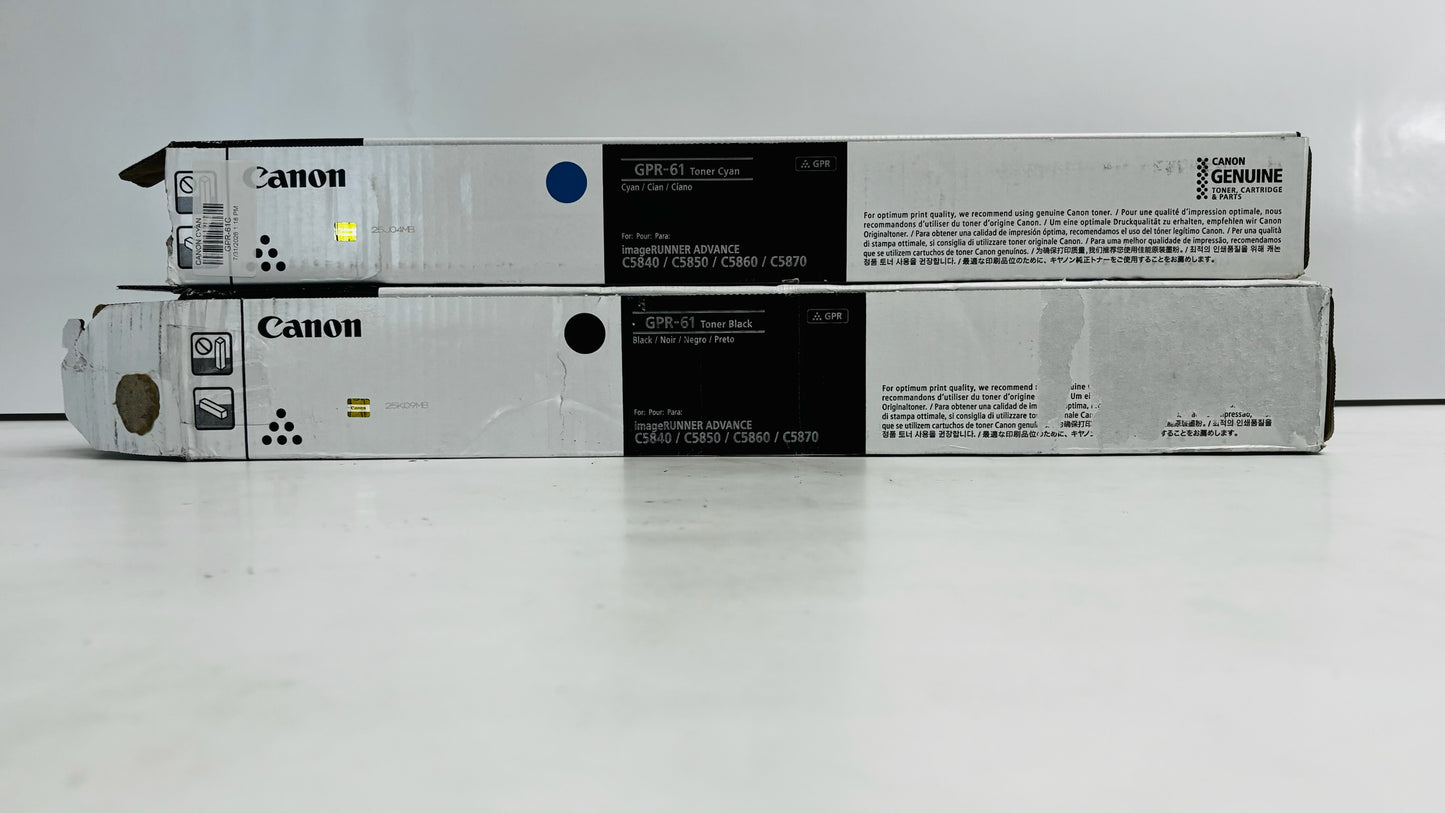 2 Open Genuine Canon iRA C5840i,C5850i Cyan & Black Toners GPR61C, GPR61K