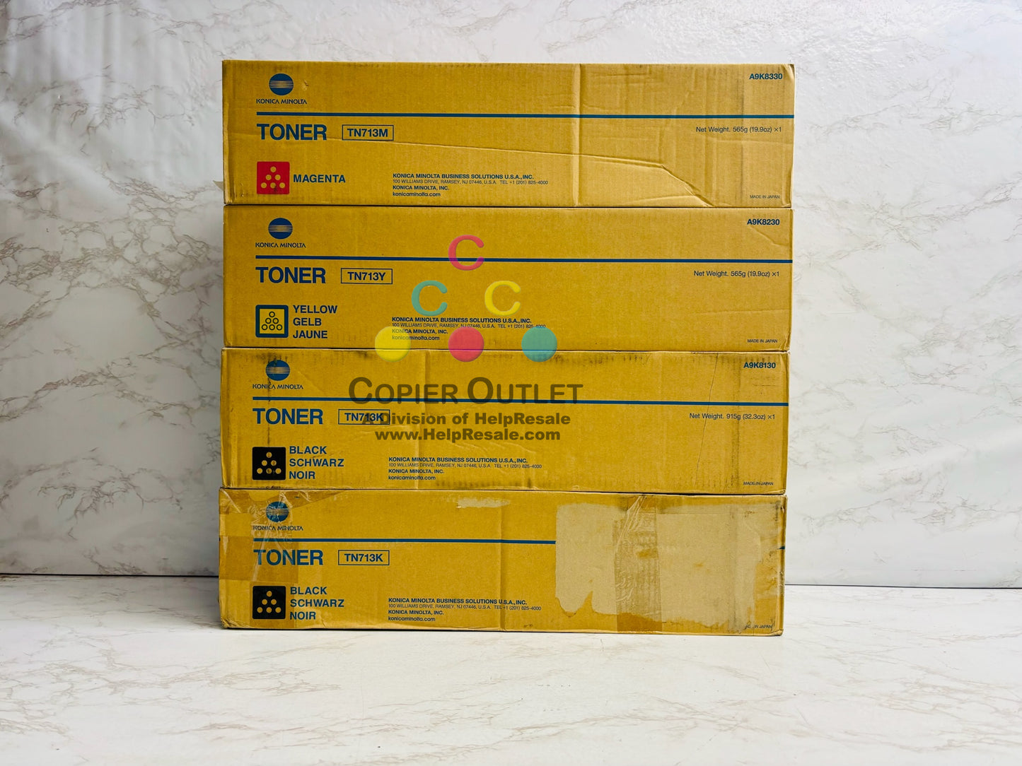 4 Cosmetic Genuine Konica Bizhub C659, C759 MYKK Toners TN713 (No Cyan)