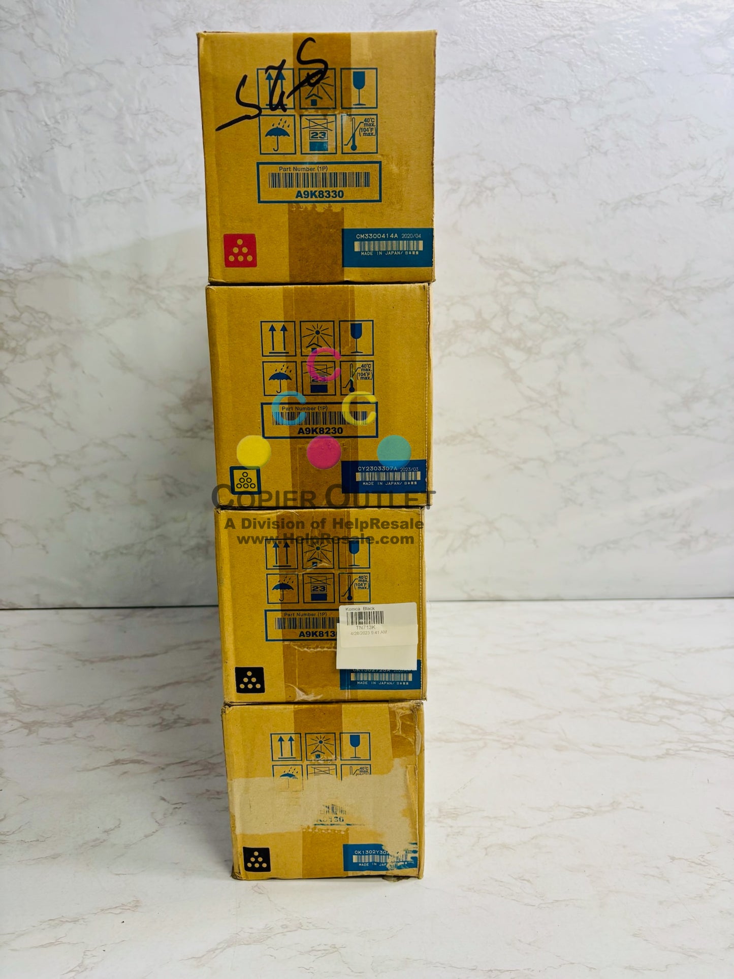 4 Cosmetic Genuine Konica Bizhub C659, C759 MYKK Toners TN713 (No Cyan)