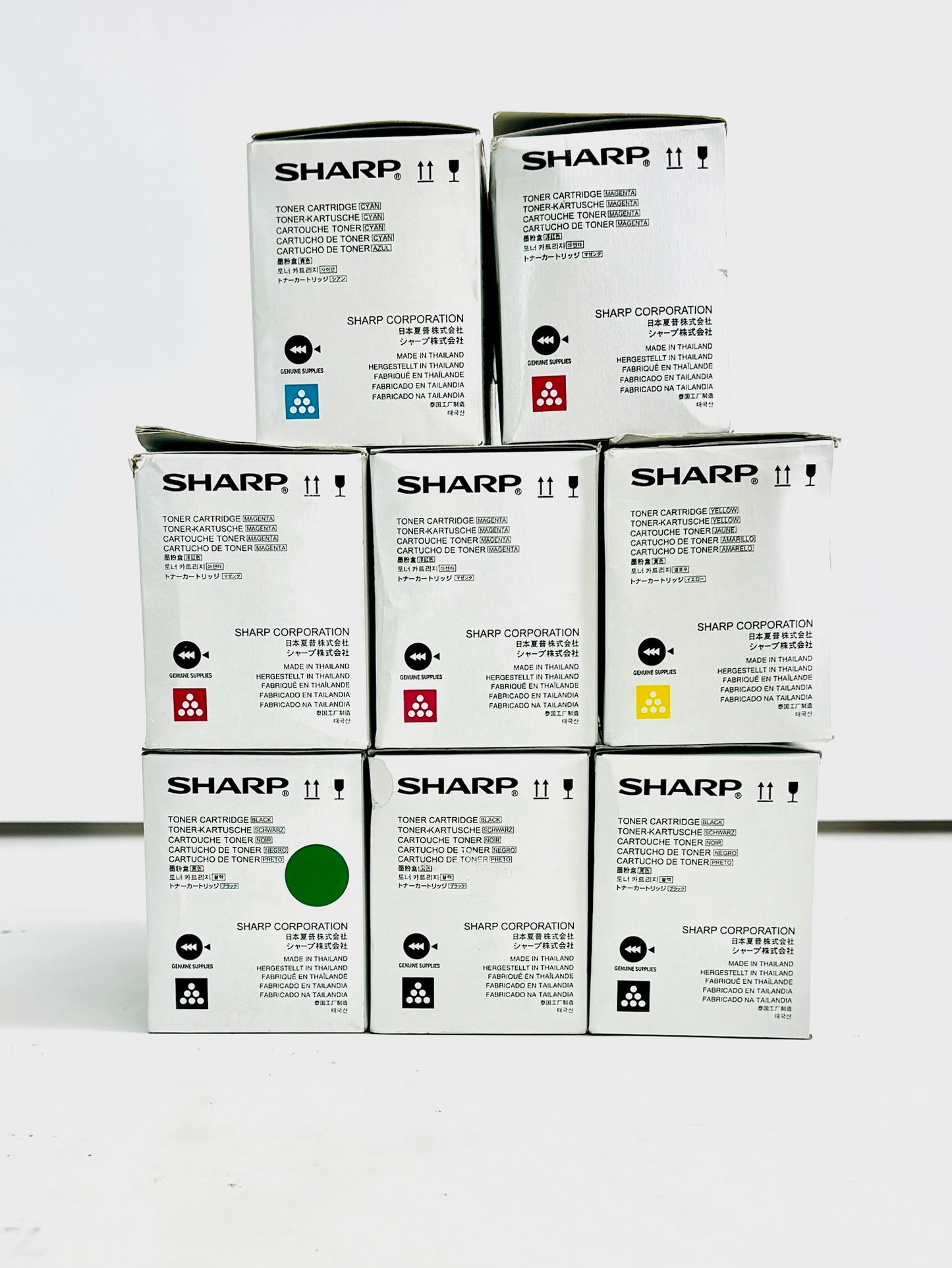 8 Genuine Sharp MX-C250, MX-C304W Cyan, Magenta, Yellow, Black Toners MX-C30NT