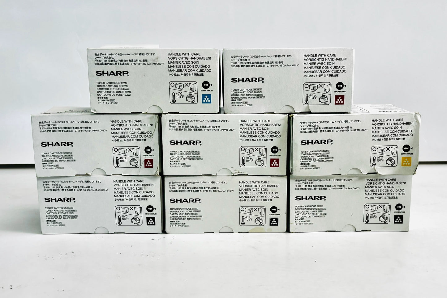 8 Genuine Sharp MX-C250, MX-C304W Cyan, Magenta, Yellow, Black Toners MX-C30NT