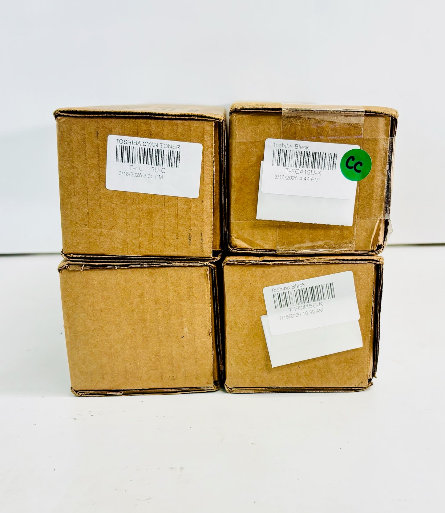 4 Cosmetic Genuine Toshiba 2515AC, Cyan & Black Toners T-FC415U-C, T-FC415U-K