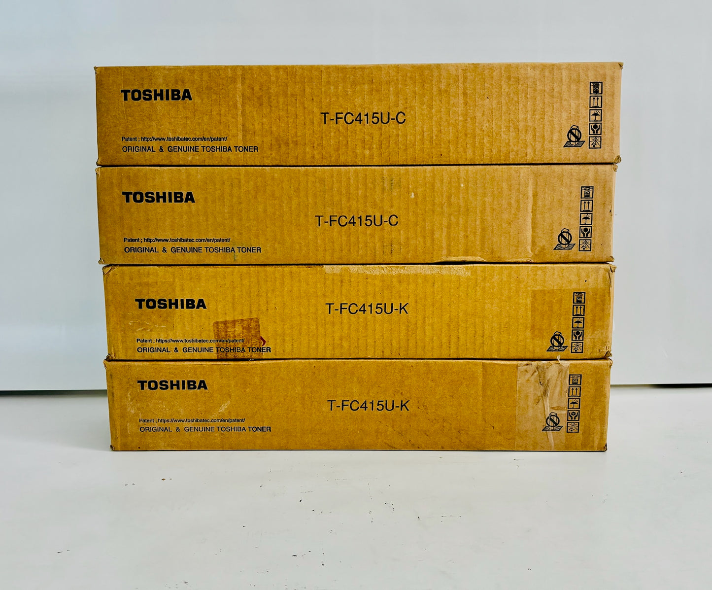 4 Cosmetic Genuine Toshiba 2515AC, Cyan & Black Toners T-FC415U-C, T-FC415U-K
