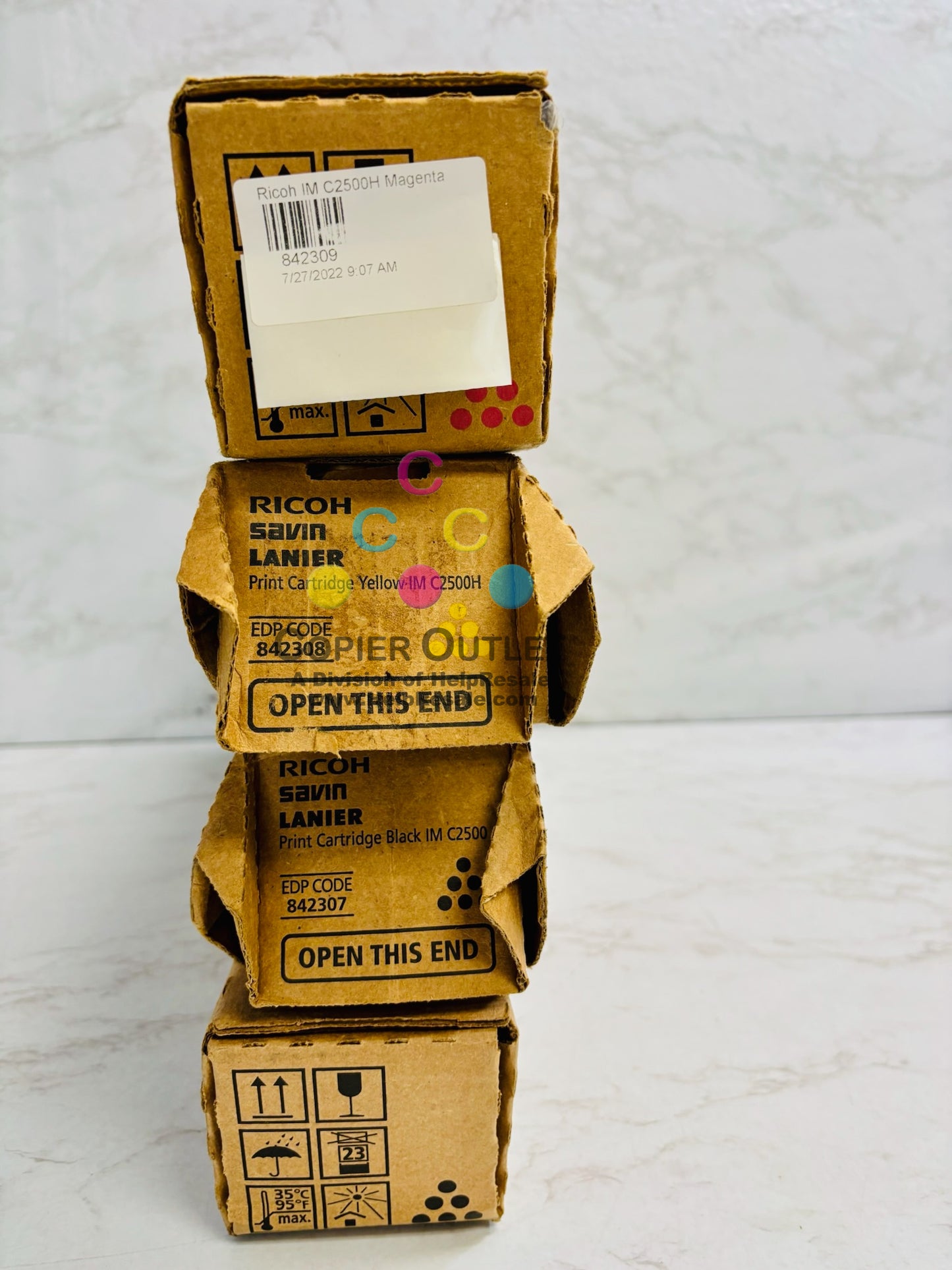 4 Cosmetic OEM Ricoh IM C2500H,IM C2000 MYKK Toners 842307,842308,842309
