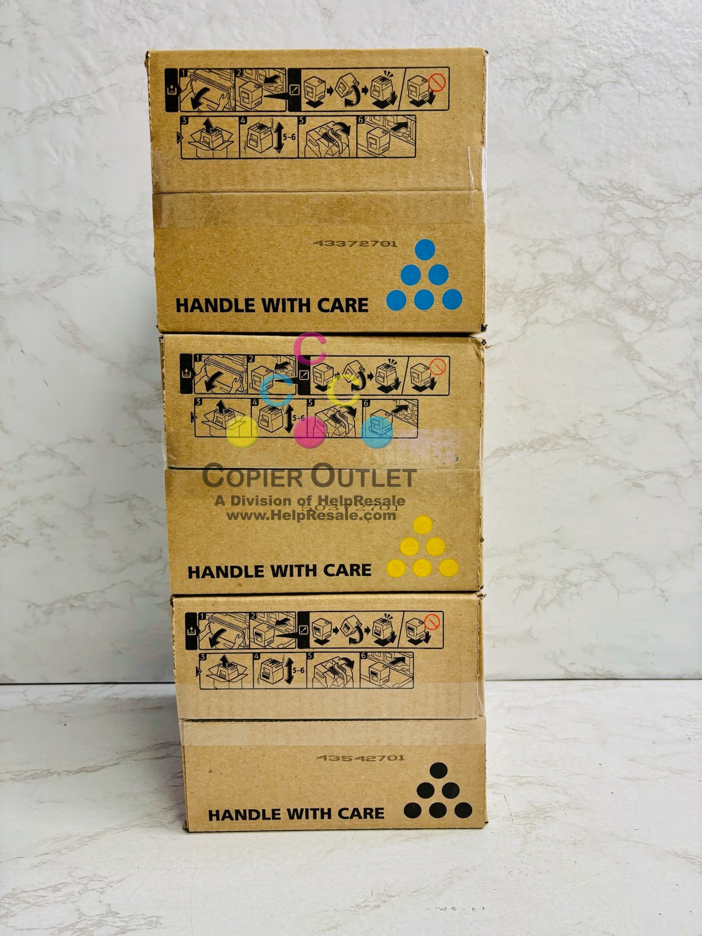 3 Genuine Ricoh Pro C5300s,C5310s Cyan, Yellow & Black Toners 828597, 828598, 828600
