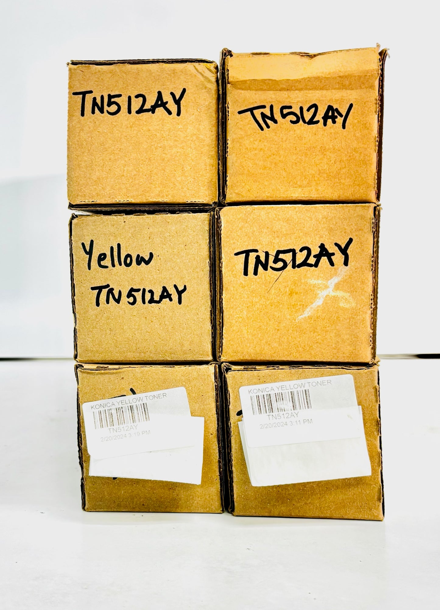 6 OEM Konica Minolta C454, C554 Yellow Toners TN512AY, TN512Y Plain Boxes