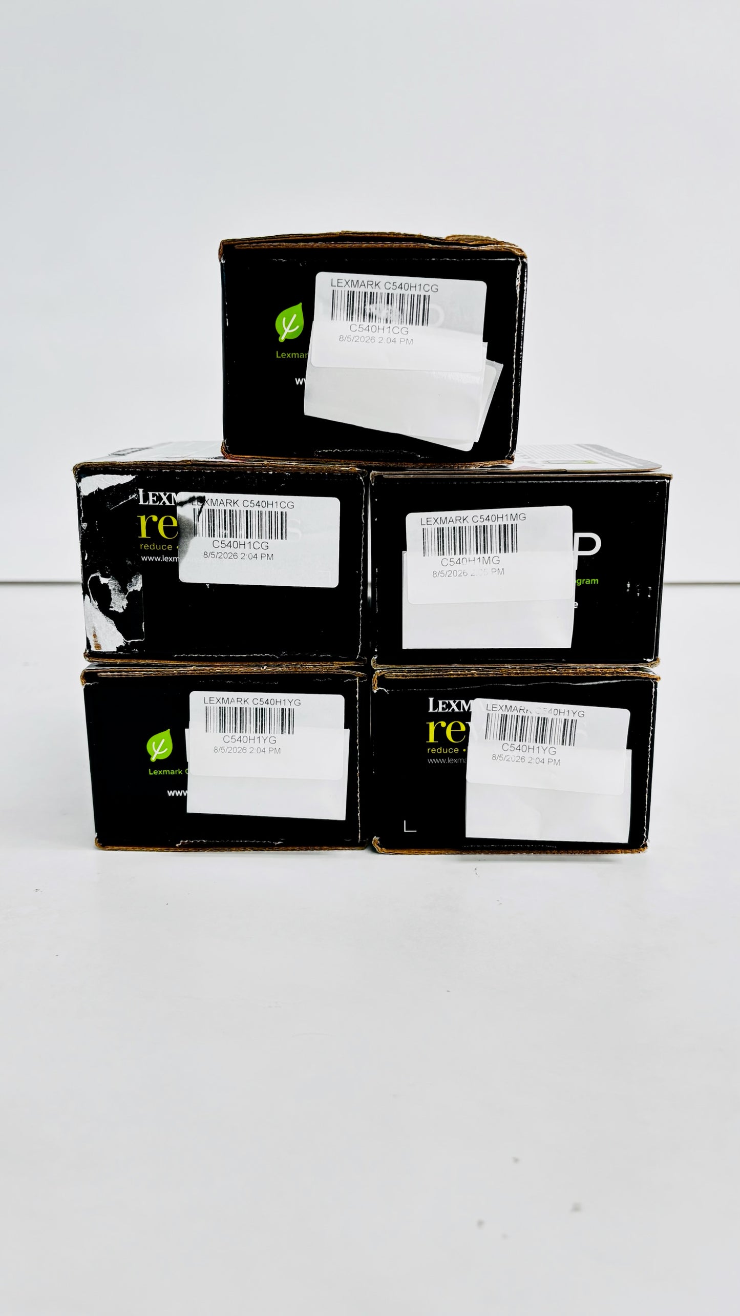 5 OEM Lexmark C540, X548 Cyan, Magenta, Yellow Toners C540H1CG, H1MG, H1YG