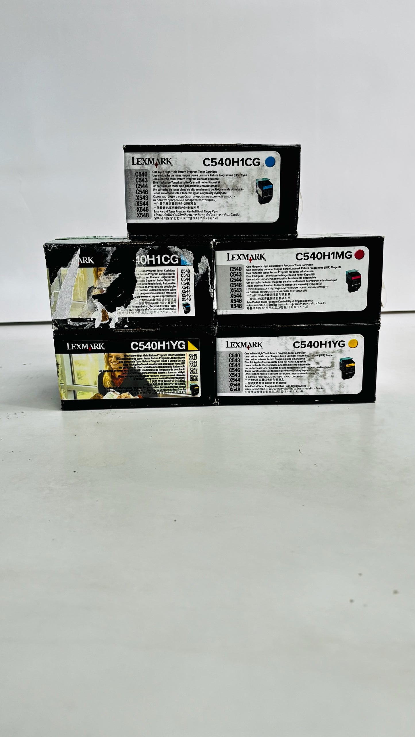 5 OEM Lexmark C540, X548 Cyan, Magenta, Yellow Toners C540H1CG, H1MG, H1YG