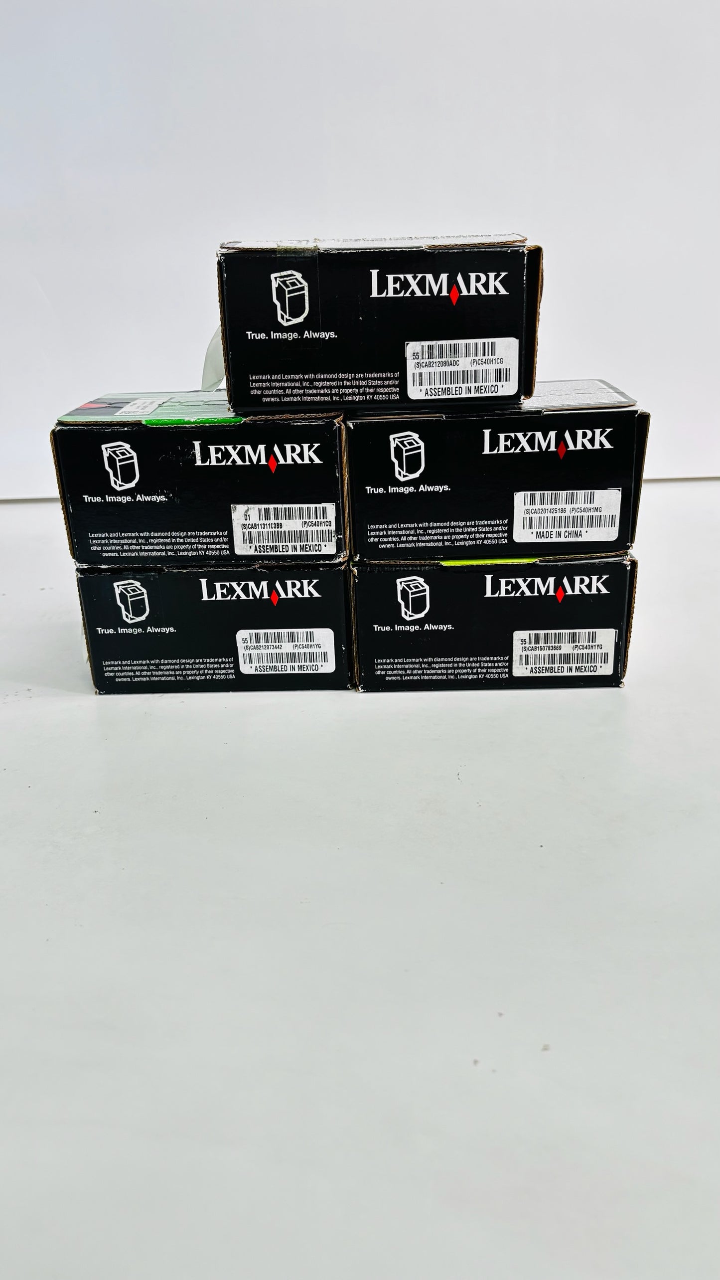 5 OEM Lexmark C540, X548 Cyan, Magenta, Yellow Toners C540H1CG, H1MG, H1YG
