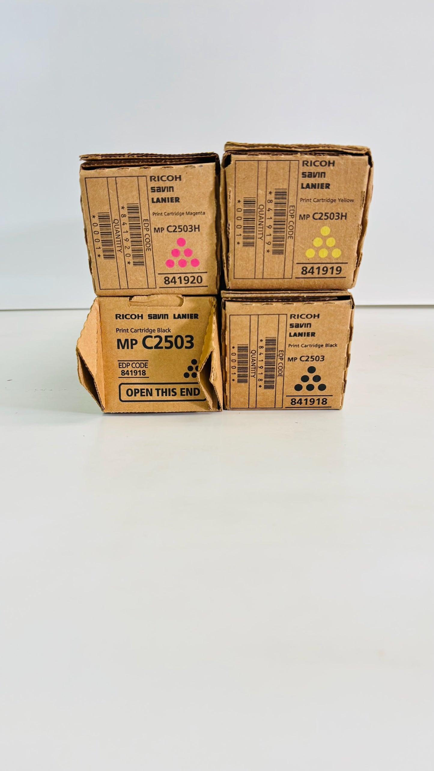 4 Cosmetic Genuine Ricoh MPC2503, C2503H MYKK Toners 841918, 841919, 841920