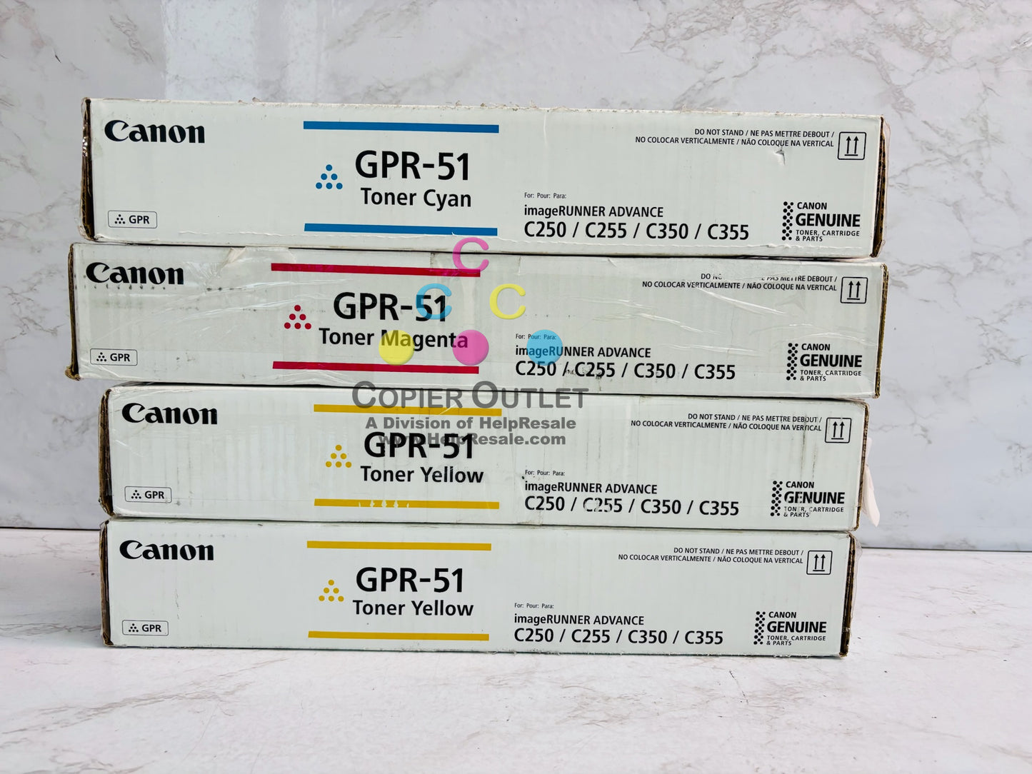 4 Cosmetic Genuine Canon iR AC250iF,C255iF Cyan, Mag & Yellow Toner GPR51