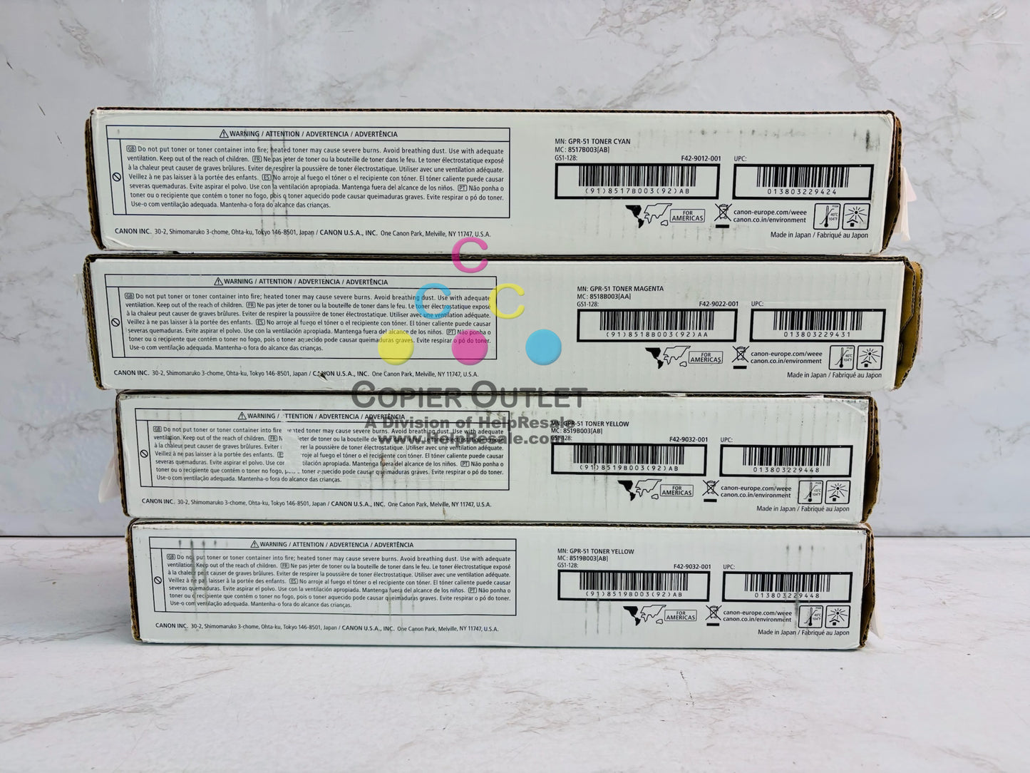 4 Cosmetic Genuine Canon iR AC250iF,C255iF Cyan, Mag & Yellow Toner GPR51