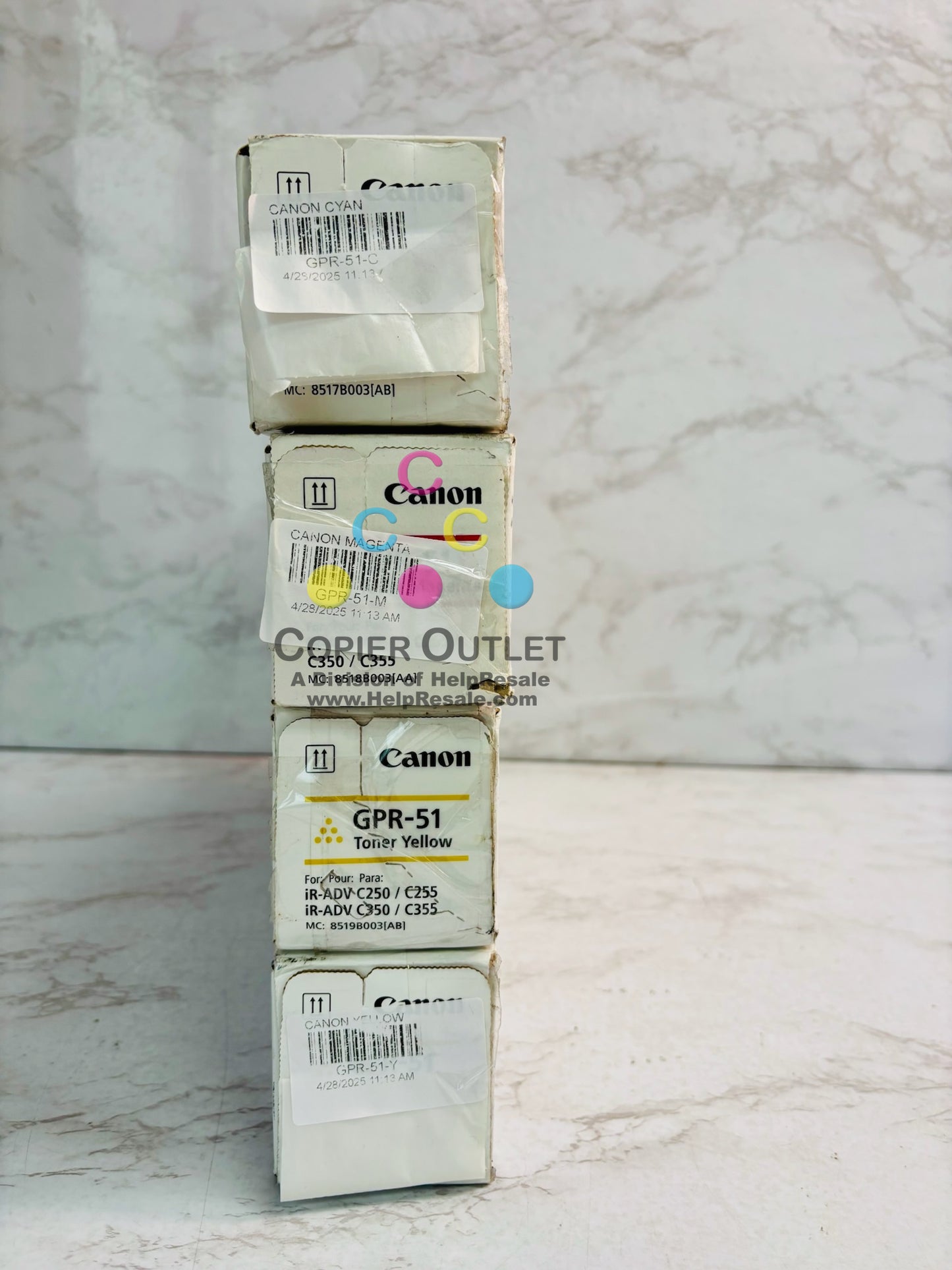 4 Cosmetic Genuine Canon iR AC250iF,C255iF Cyan, Mag & Yellow Toner GPR51