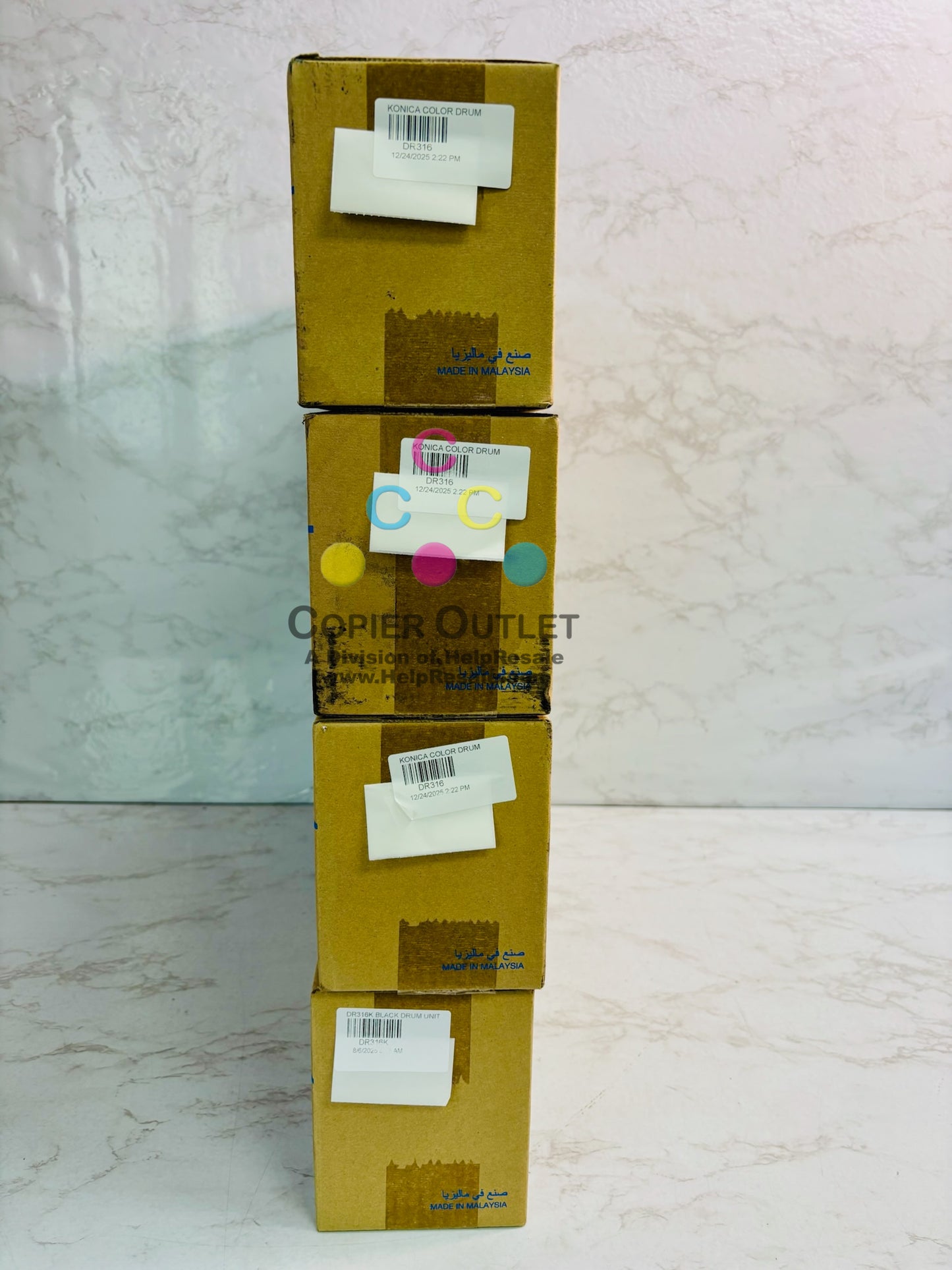 4 Genuine Konica BH C250i,C251i Black & Color Drum Unit DR316, AAV7-0TD,0RD