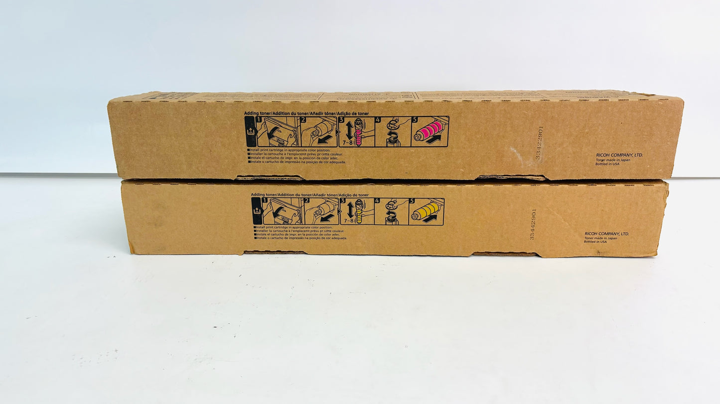 2 Open Genuine Ricoh IMC3010, IMC3510 Magenta & Yellow Toners 842551, 842552