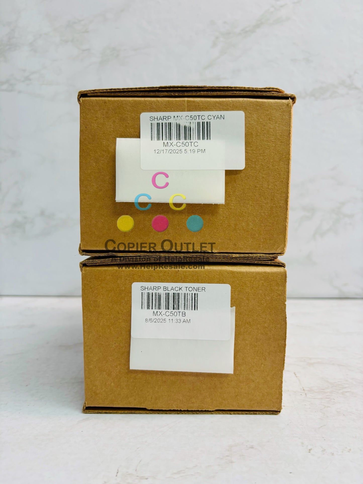 2 Genuine Sharp MX-C407F,MX-C507F Cyan & Black Toners MX-C50TC, MX-C50TB