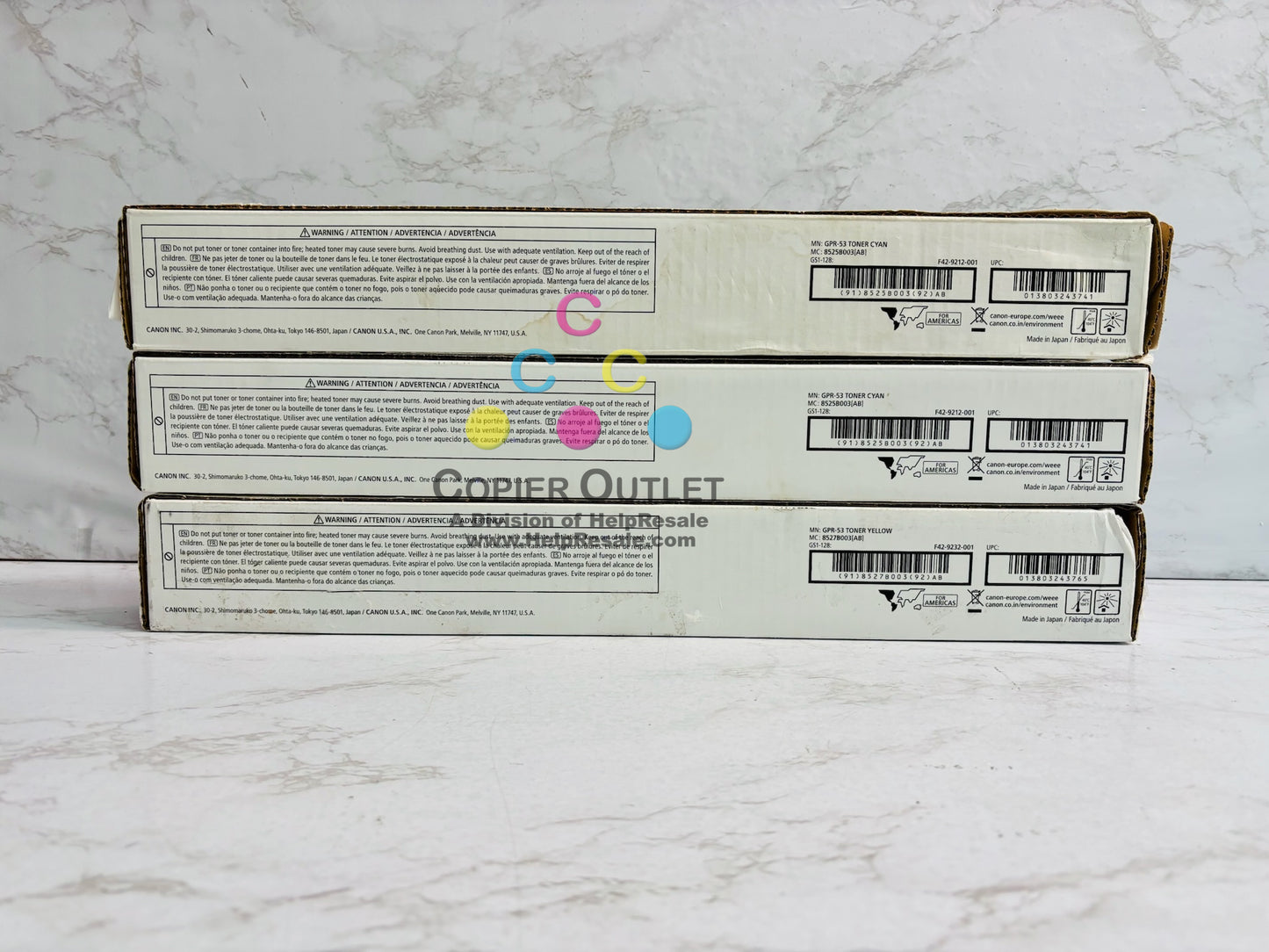 3 Cosmetic Genuine Canon iRAC3325i C3330i,C3525i Cyan & Yellow Toners GPR-53