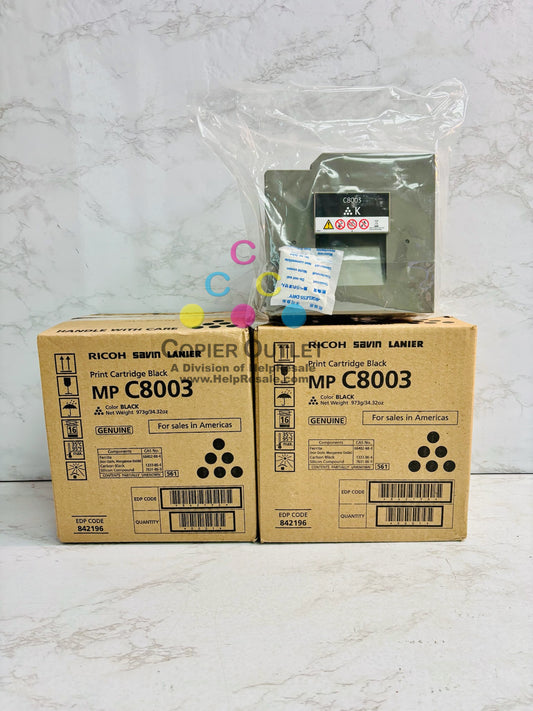2 Open Genuine Ricoh MP C8003,C6500,C8000,C6503 Black Toner Cartridges 842196