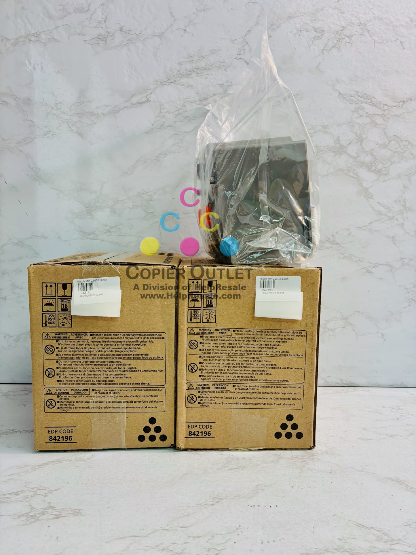 2 Open Genuine Ricoh MP C8003,C6500,C8000,C6503 Black Toner Cartridges 842196
