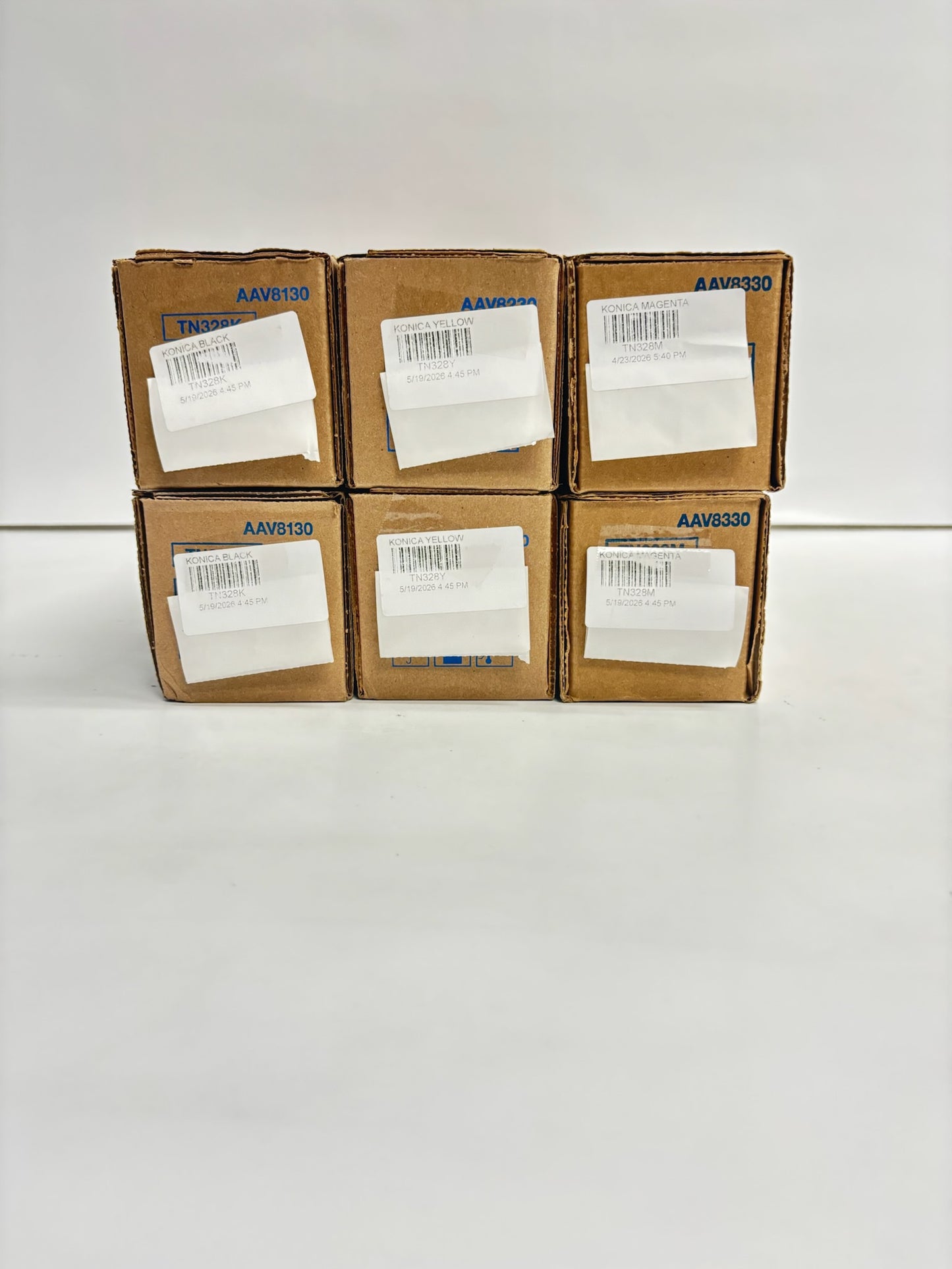 6 Genuine Konica BH C250i,C251i,C300i  Magenta, Yellow & Black Toners TN328MMYYKK