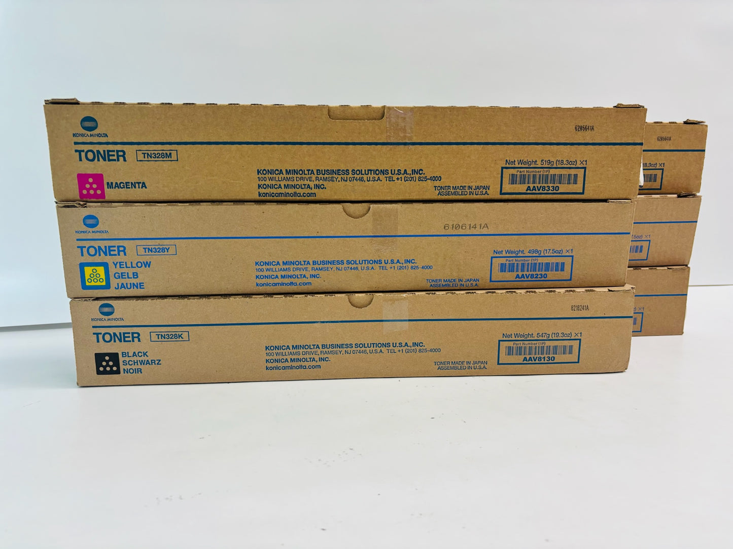 6 Genuine Konica BH C250i,C251i,C300i  Magenta, Yellow & Black Toners TN328MMYYKK