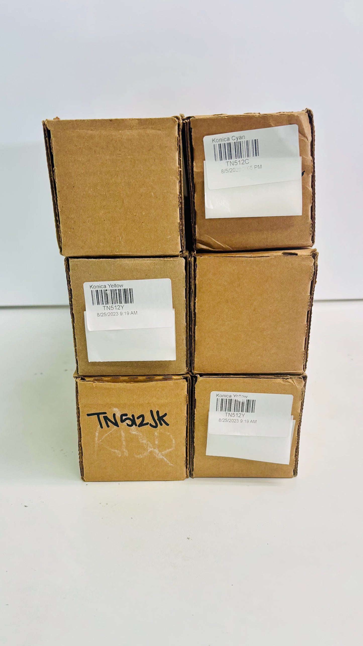 6 Genuine Konica C454e C, M, Y, Y, K Toners TN512AC, AM, AY, JK Plain Boxes