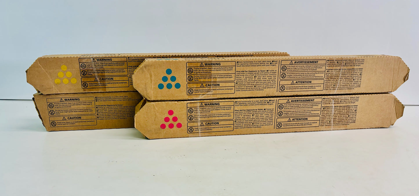 4 Genuine Ricoh MP C501 Cyan, Magenta, Yellow Toners 842244, 842245, 842246