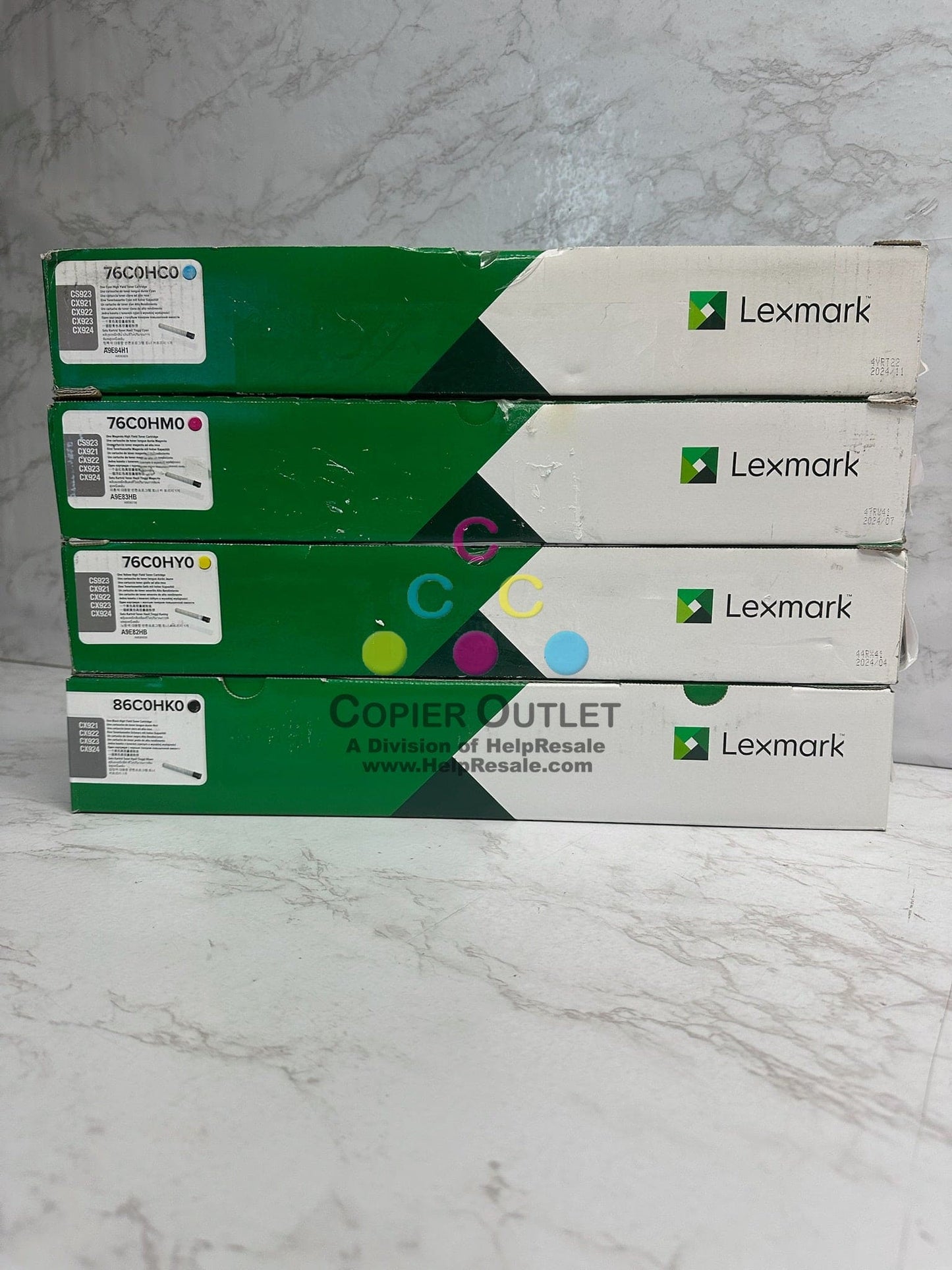 4 OEM Lexmark CX921,922,923,924 CMYK High Yield Toners 76C0HC0,M0,Y0, 86C0HK0