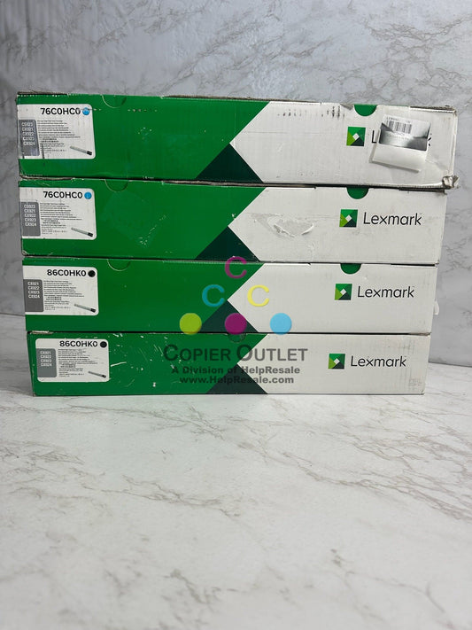 4 OEM Lexmark CX921,922,923,924 High Yield Toner 76C0HC0,86C0HK0(Cyanx2,Blackx2)