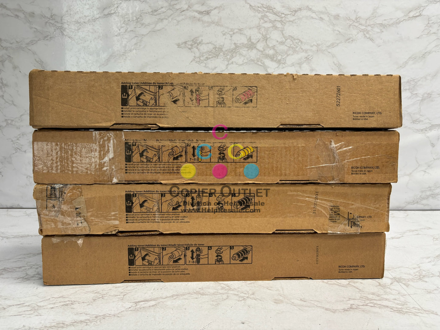4 Genuine Ricoh IMC4500, C6000 MYKK Toners 842279, 842280, 842281 (No Cyan)
