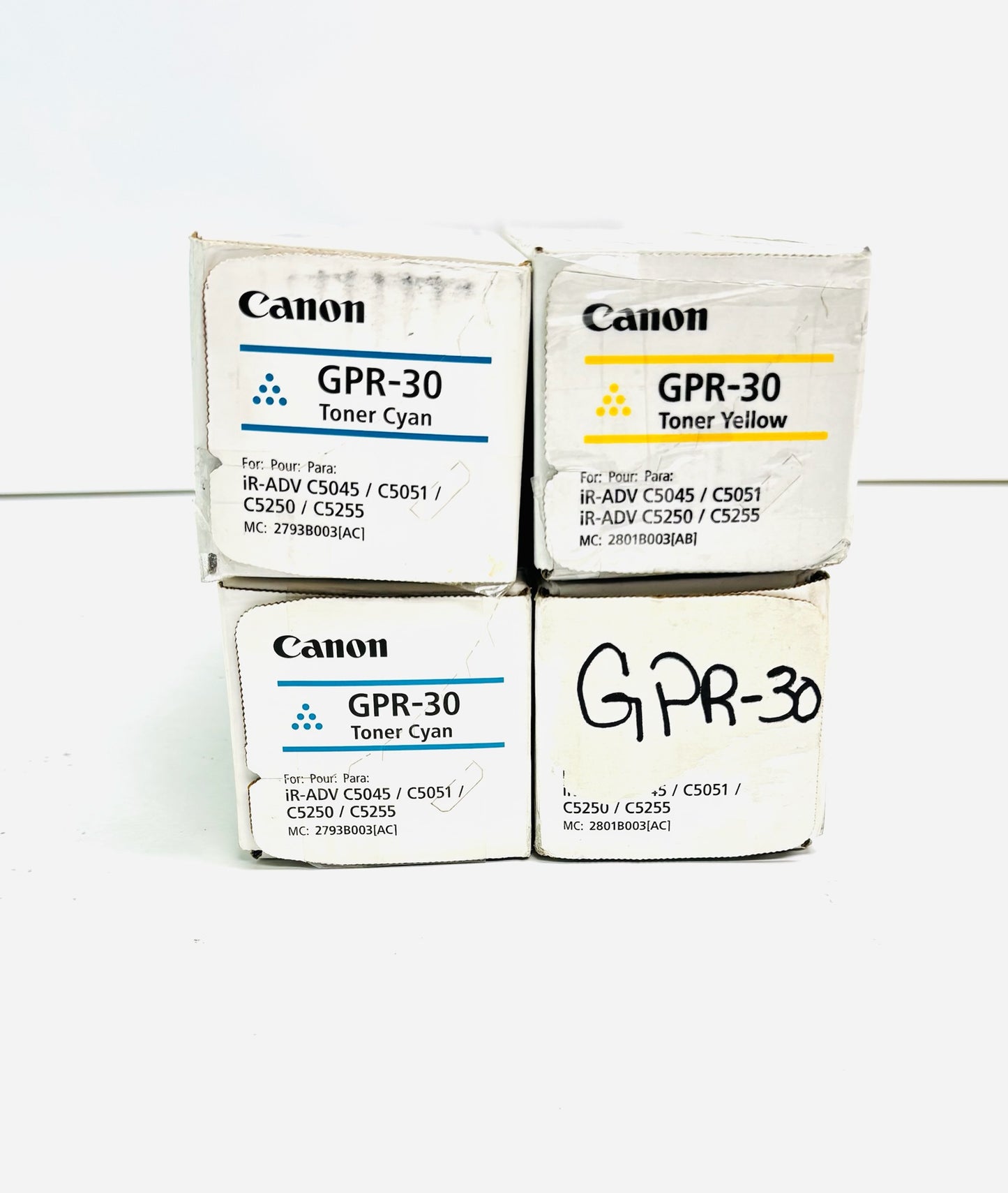 4 Cosmetic Genuine Canon IR C5045,C5255 Cyan & Yellow Toners GPR-30
