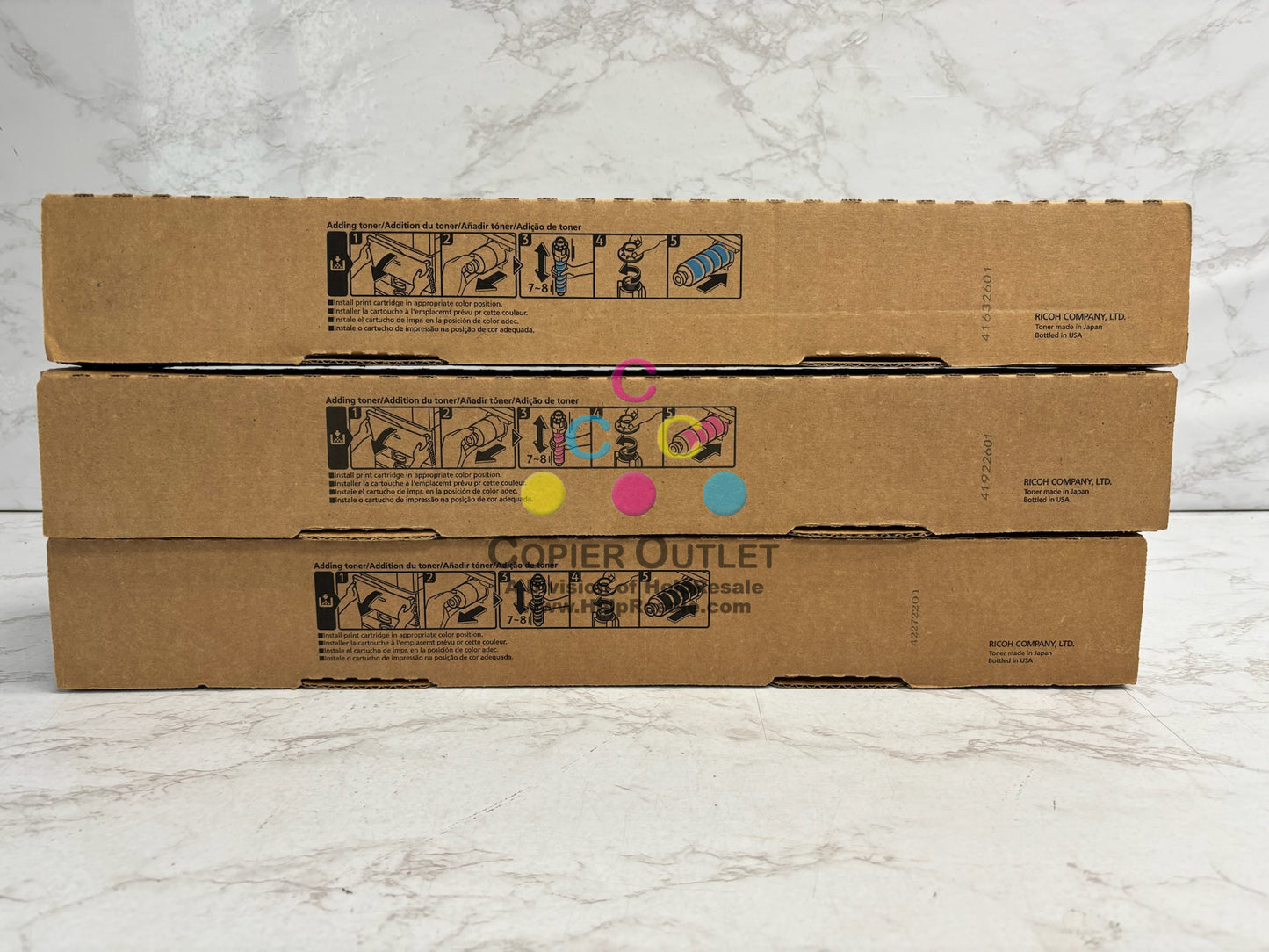 3 Genuine Ricoh IM C7010 Cyan, Mag & Black Toners 842634, 842636, 842637