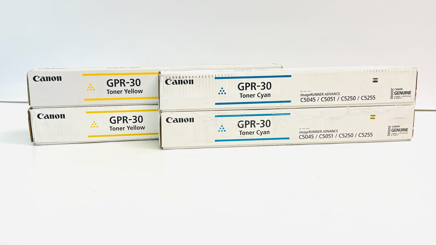 4 Cosmetic Genuine Canon IR C5045,C5255 Cyan & Yellow Toners GPR-30