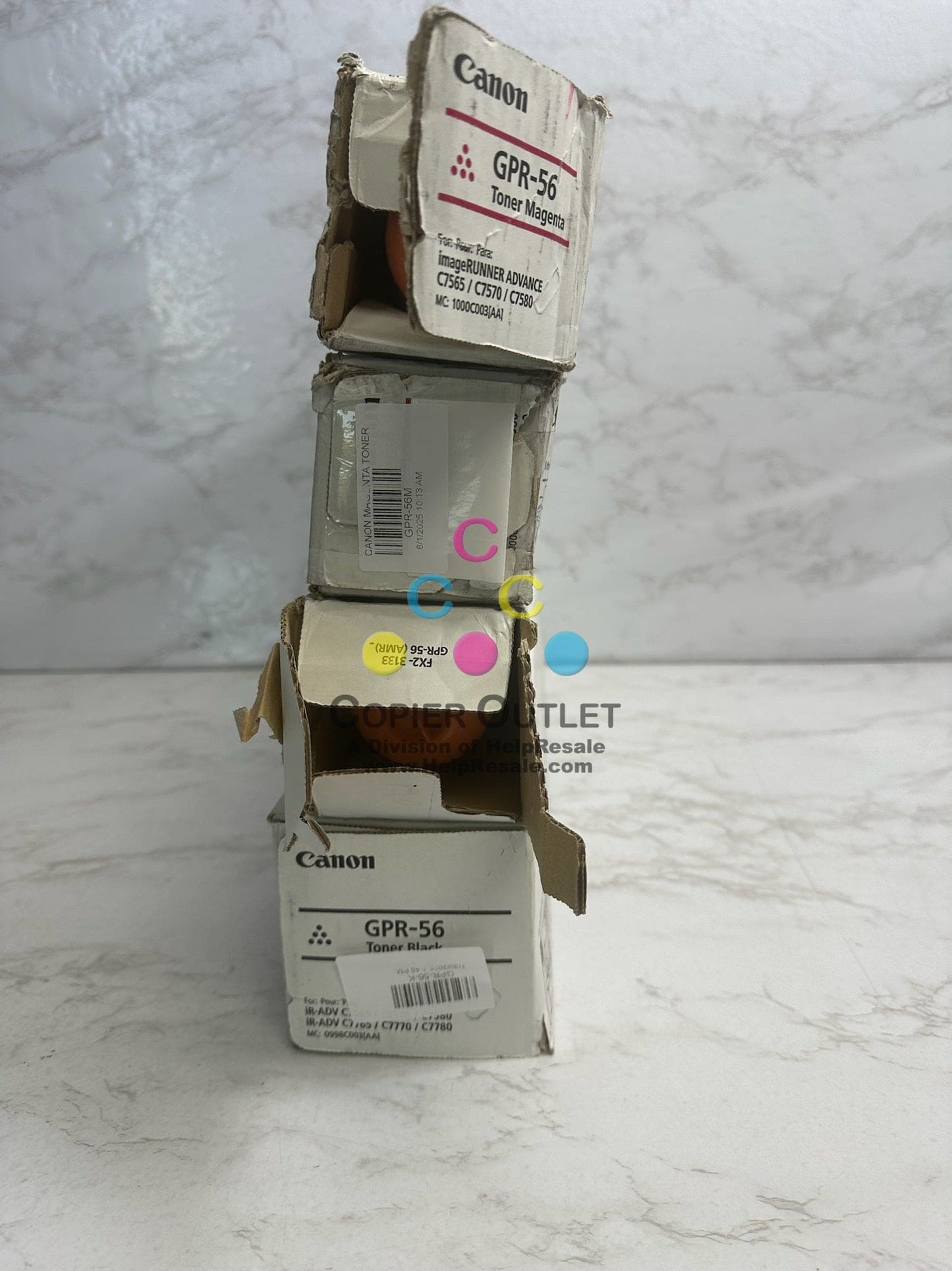 4 Open Box Genuine Canon IRA C7565,C7570,C7580 MMYK Toners GPR-56 (No Cyan)